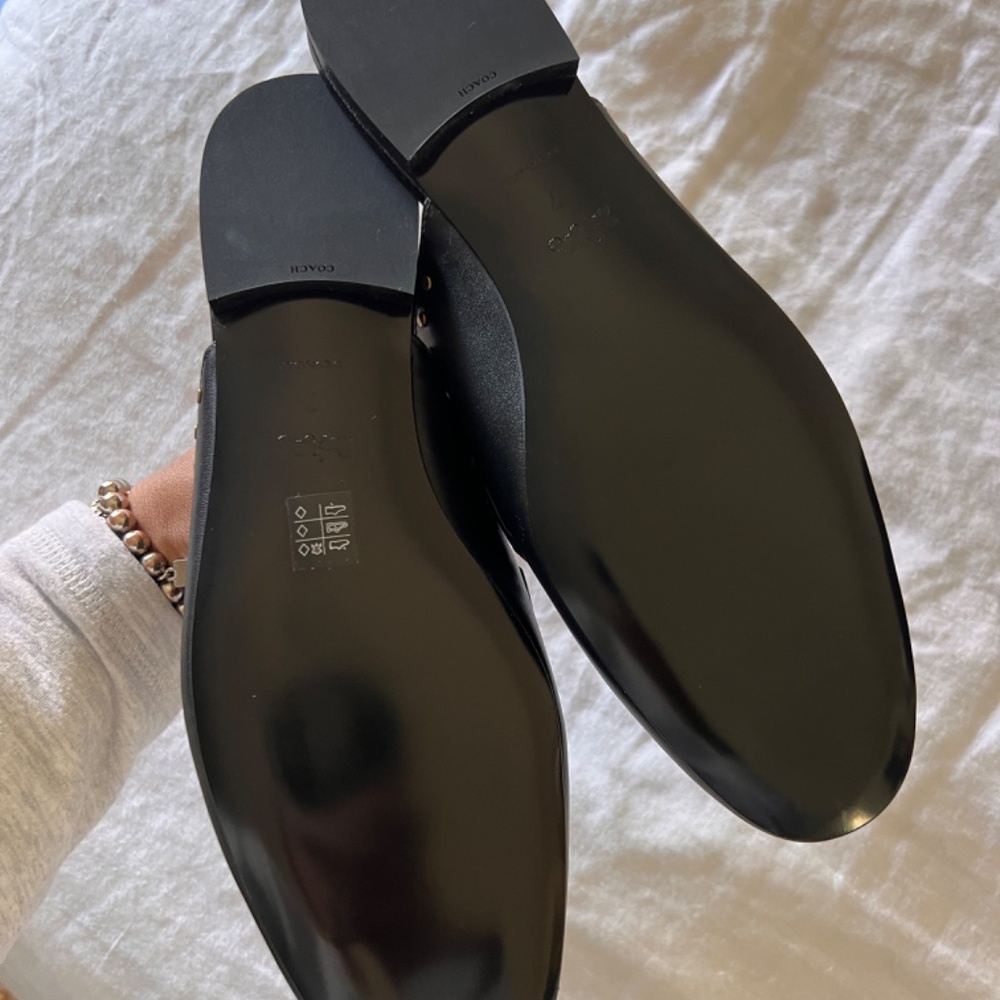 NIB Coach Black Leather Studded Loafers, sz 7 - Picture 7 of 11